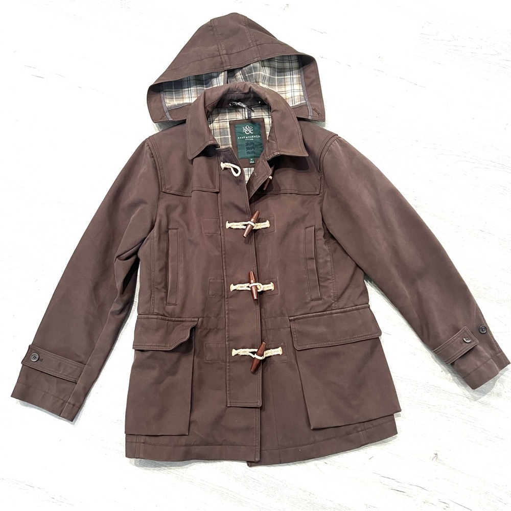 KENT & CURWEN Mens Cotton Duffle Coat Size M Brown